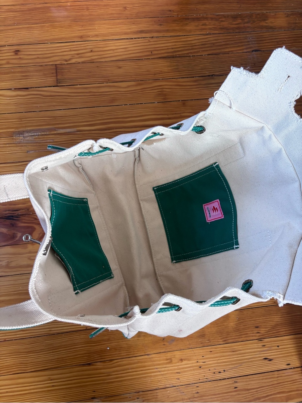 Not Rated Cream Canvas Tote with Green Trim - Picture 4 of 4